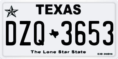 TX license plate DZQ3653