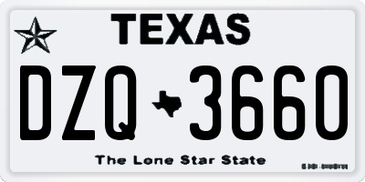 TX license plate DZQ3660