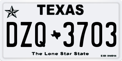 TX license plate DZQ3703