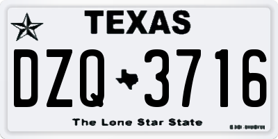 TX license plate DZQ3716