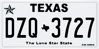 TX license plate DZQ3727