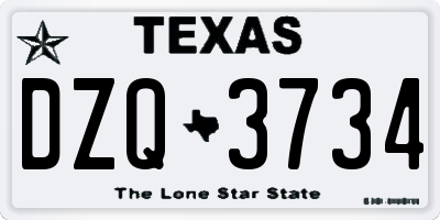 TX license plate DZQ3734