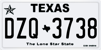 TX license plate DZQ3738