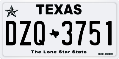 TX license plate DZQ3751