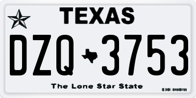 TX license plate DZQ3753