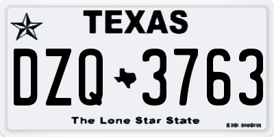 TX license plate DZQ3763