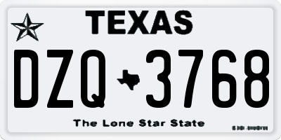TX license plate DZQ3768