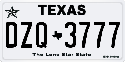 TX license plate DZQ3777