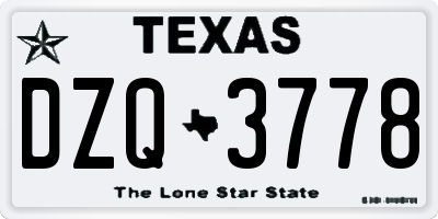 TX license plate DZQ3778