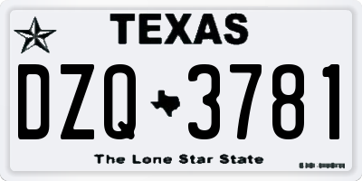 TX license plate DZQ3781