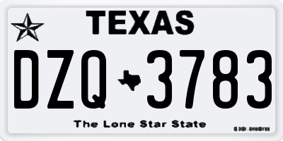 TX license plate DZQ3783