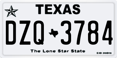TX license plate DZQ3784