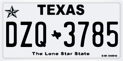 TX license plate DZQ3785