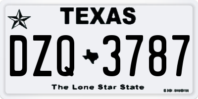 TX license plate DZQ3787