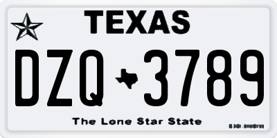 TX license plate DZQ3789