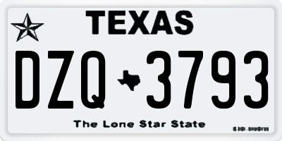 TX license plate DZQ3793