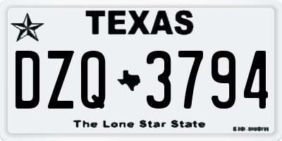 TX license plate DZQ3794