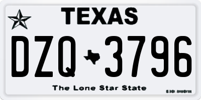 TX license plate DZQ3796