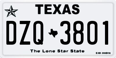 TX license plate DZQ3801