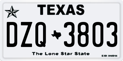 TX license plate DZQ3803