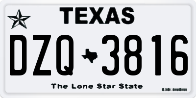 TX license plate DZQ3816