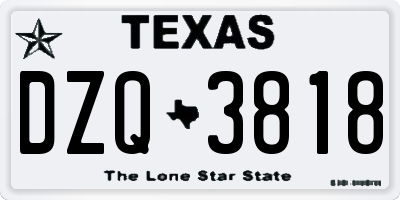 TX license plate DZQ3818