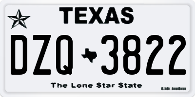 TX license plate DZQ3822