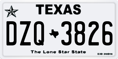 TX license plate DZQ3826