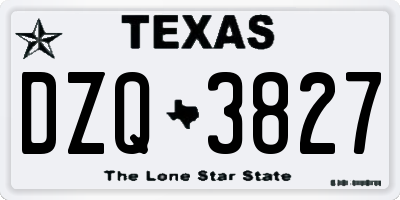 TX license plate DZQ3827
