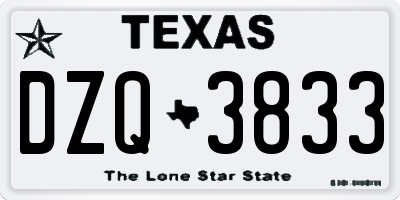 TX license plate DZQ3833