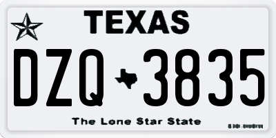 TX license plate DZQ3835