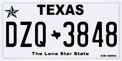 TX license plate DZQ3848