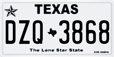 TX license plate DZQ3868