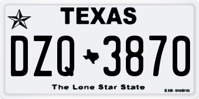 TX license plate DZQ3870