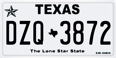 TX license plate DZQ3872