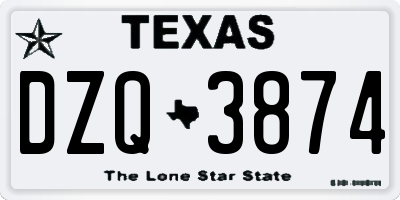 TX license plate DZQ3874