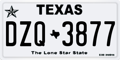TX license plate DZQ3877