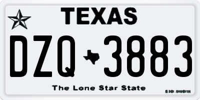 TX license plate DZQ3883