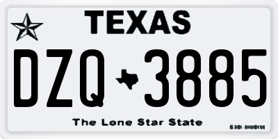 TX license plate DZQ3885