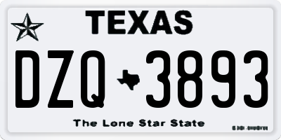 TX license plate DZQ3893