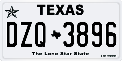 TX license plate DZQ3896