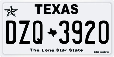 TX license plate DZQ3920
