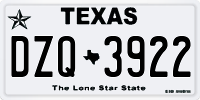TX license plate DZQ3922