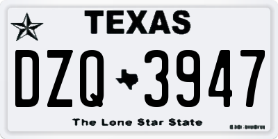 TX license plate DZQ3947