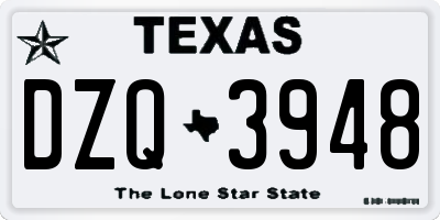 TX license plate DZQ3948