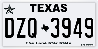 TX license plate DZQ3949