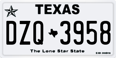 TX license plate DZQ3958