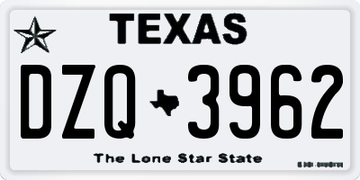 TX license plate DZQ3962