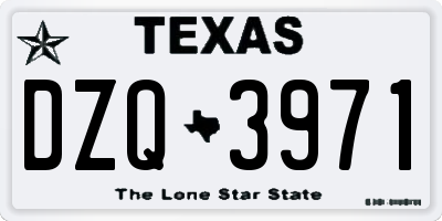 TX license plate DZQ3971
