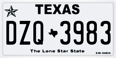 TX license plate DZQ3983